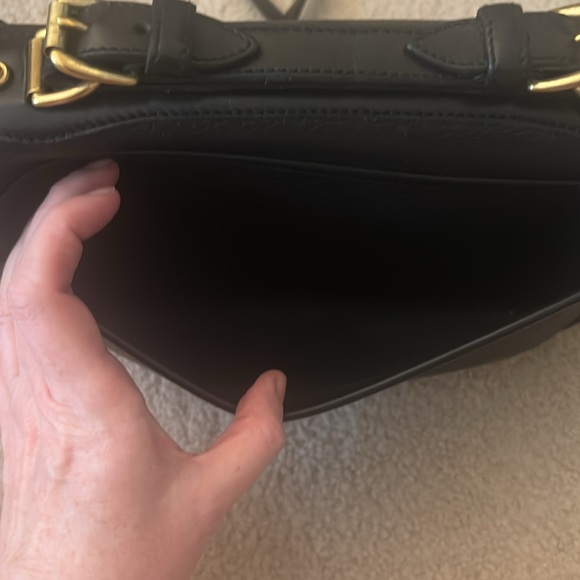 DOONEY & BOURKE | Black leather mini-brief case, crossbody saddlebag - Picture 4 of 13